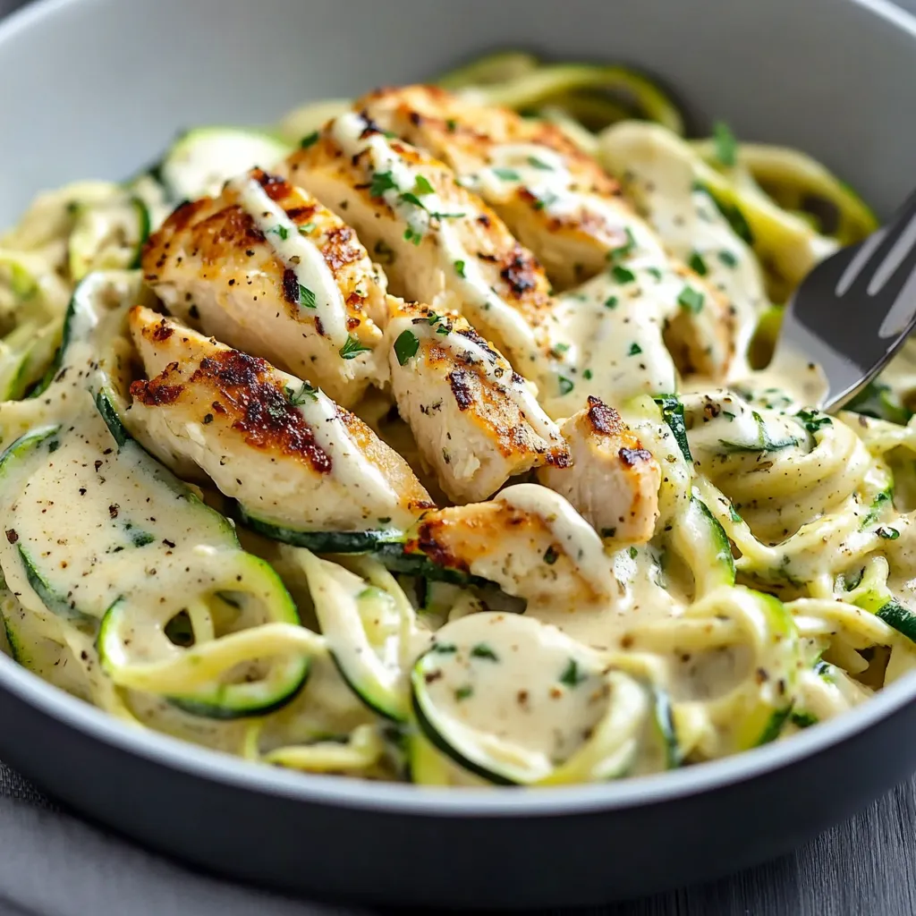 Creamy Zucchini Noodle Chicken Alfredo: Healthy & Low-Carb Recipe