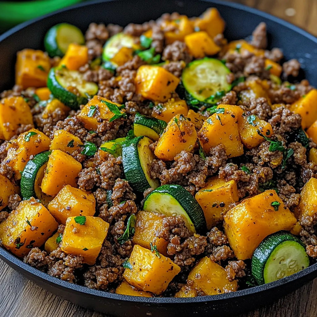 Delectable Ground Beef, Zucchini & Sweet Potato Skillet: A Healthy One-Pan Meal