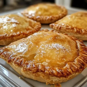 Delightful fried peach pies, a close-up of these irresistible handheld treats.