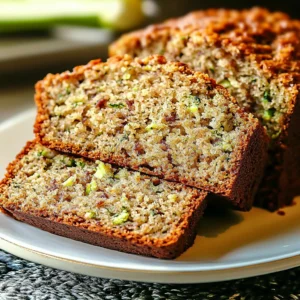 Slice of delightful zucchini bread, moist and flavorful, ready to eat.