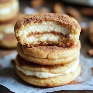 Cinnamon cheesecake cookies, close-up. Delicious, creamy dessert recipe.