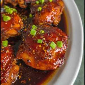 Honey Garlic Slow Cooker Chicken Thighs, ready to serve.