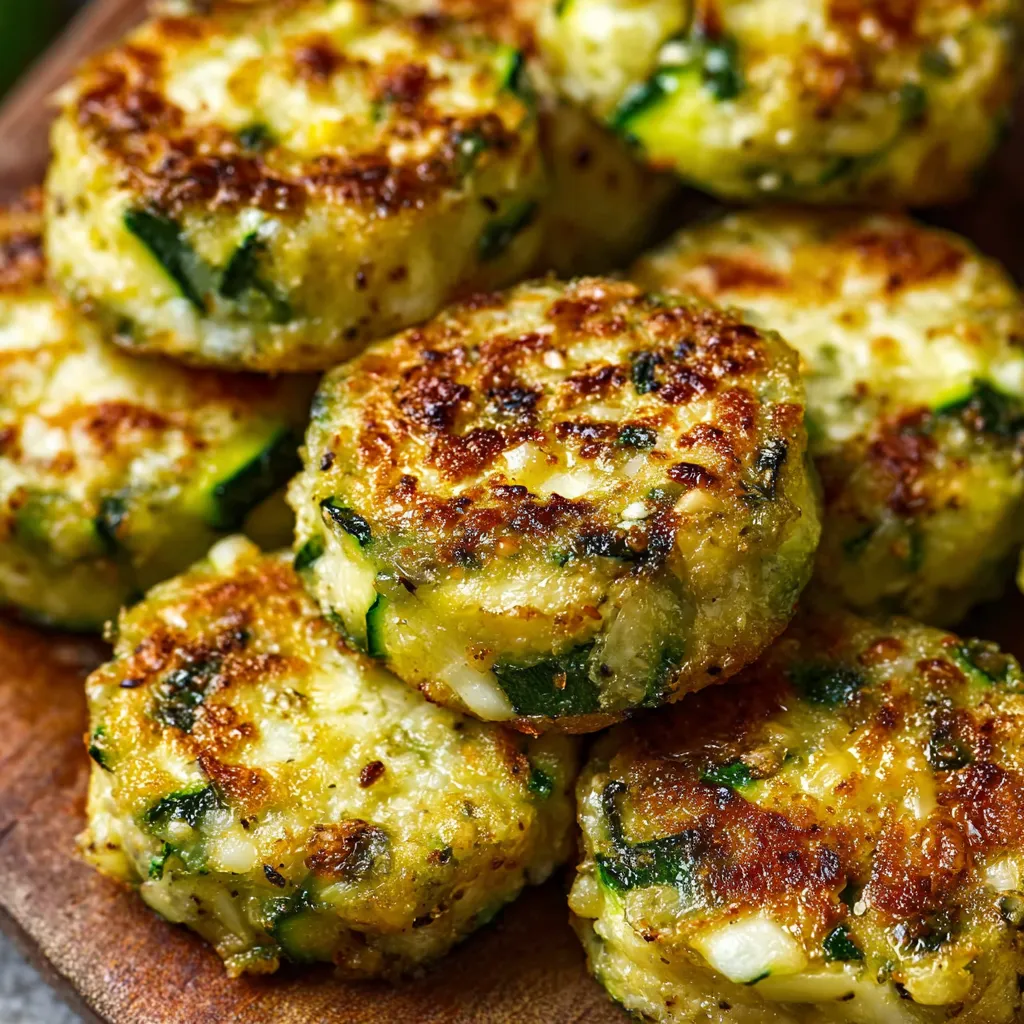 Zucchini garlic bites on a plate. Easy veggie recipe!