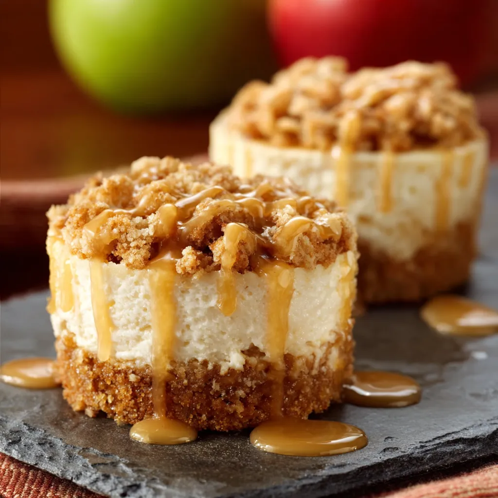 Apple crisp mini cheesecakes: Fall dessert perfection.