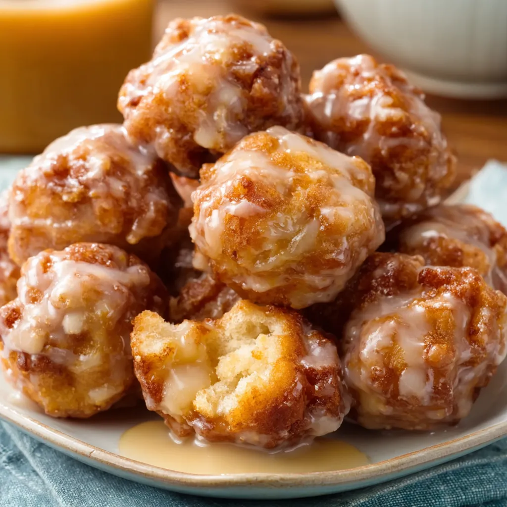 Apple fritter bites: Golden, crispy, and ready to eat.