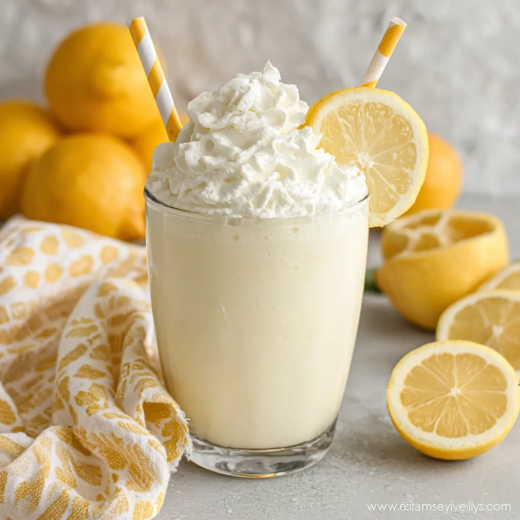 Copycat Chick-fil-A Frosted Lemonade in a glass.