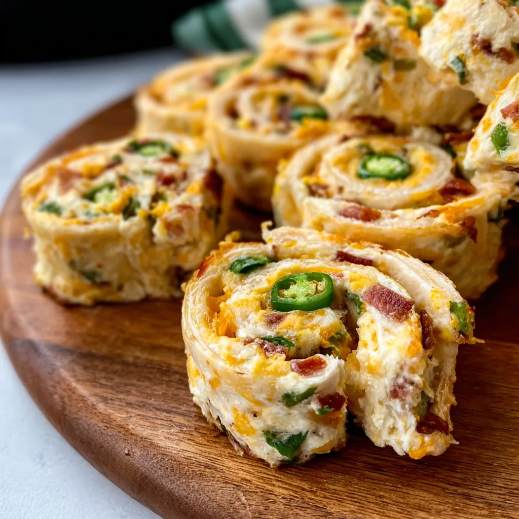 Jalapeno Popper Pinwheels: Cream cheese, cheddar, and jalapenos rolled in puff pastry.