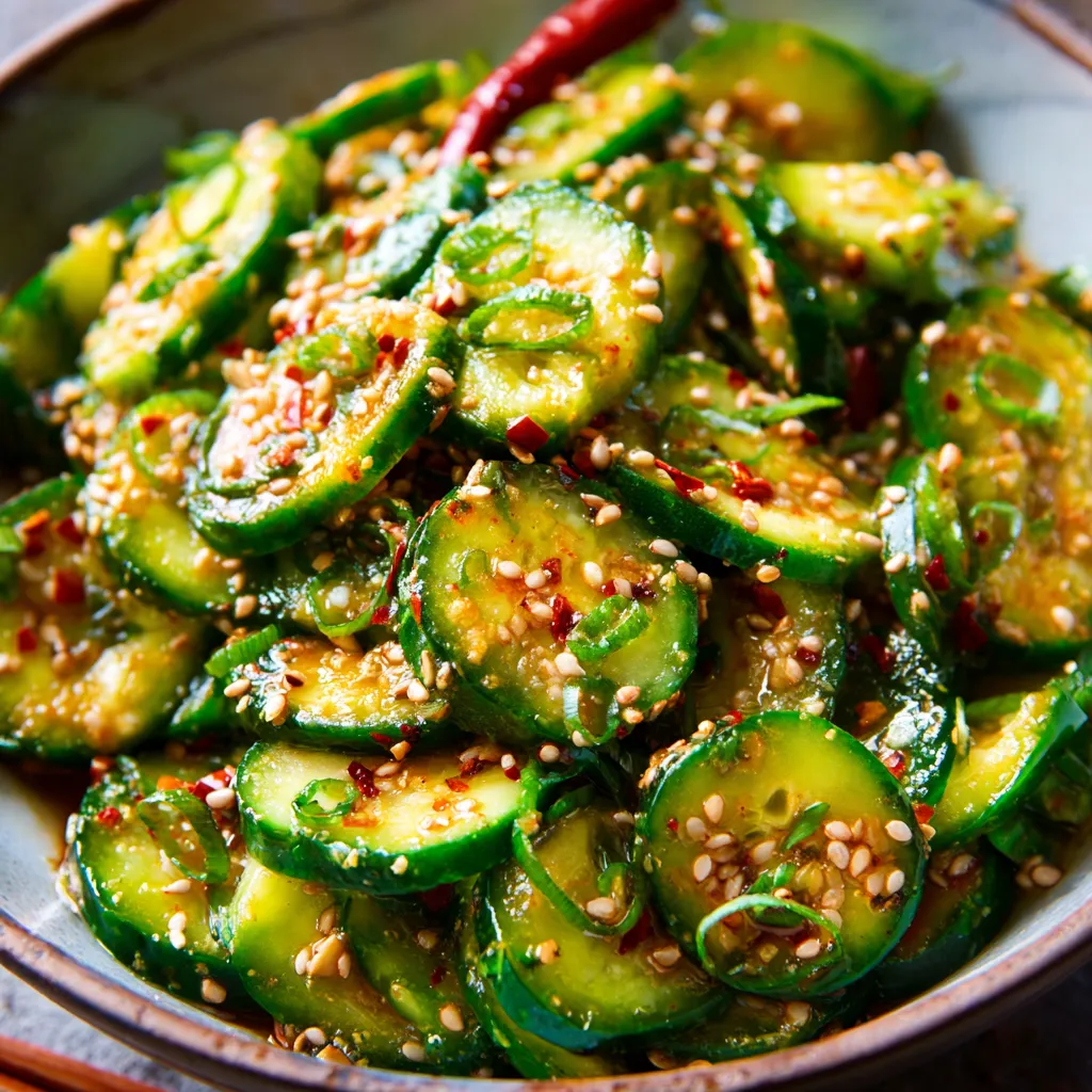 Korean cucumber salad. Spicy, refreshing summer side dish.