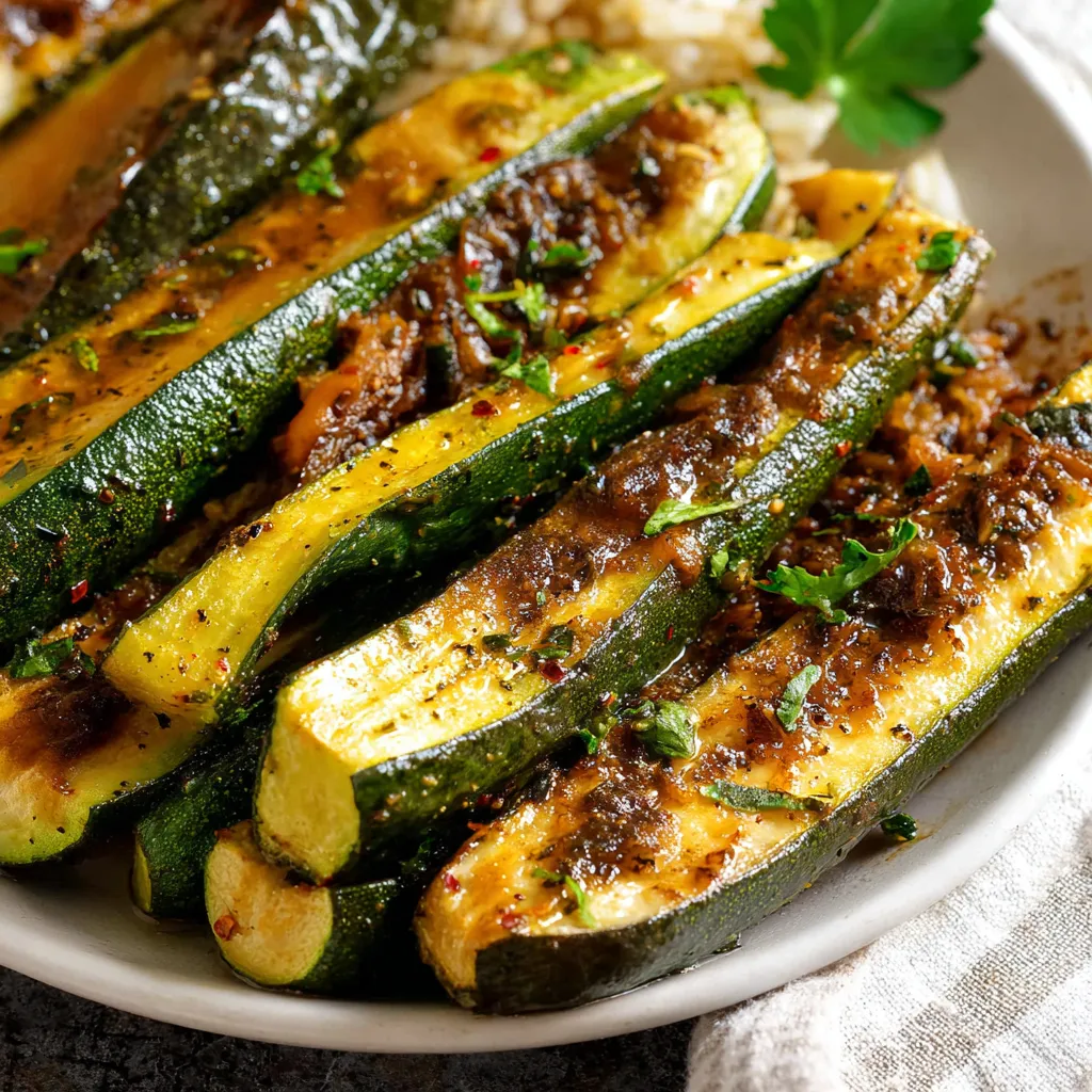 Roasted zucchini slices with herbs, a simple side dish recipe.