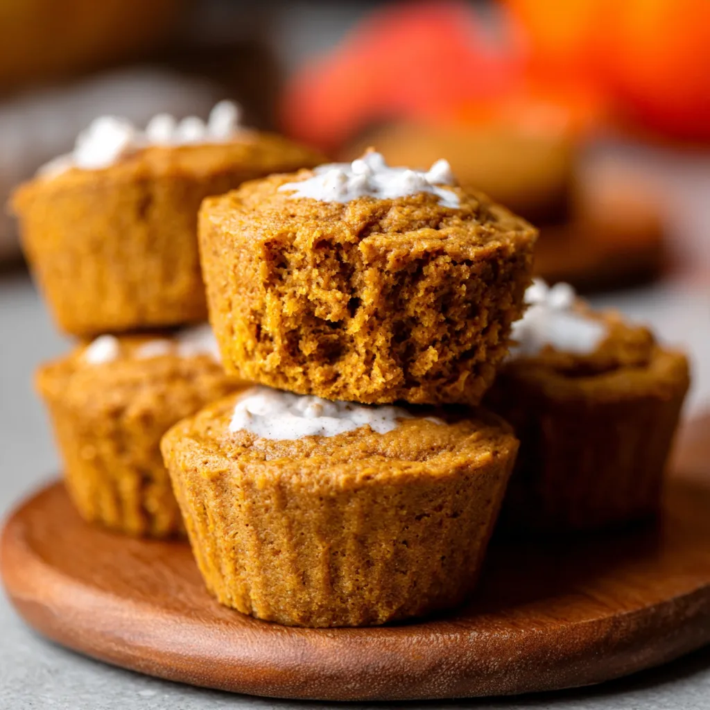 Flourless pumpkin muffins on a plate. Gluten-free fall baking.