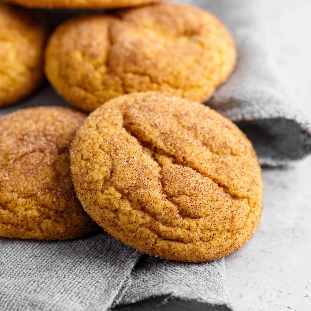 Chewy pumpkin snickerdoodle cookies, fresh baked.