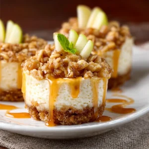 Apple Crisp Mini Cheesecakes: Delicious fall dessert.