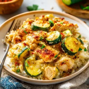 Chicken zucchini bake: cheesy, low-carb casserole.