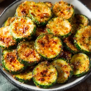 Crispy roasted parmesan zucchini slices.