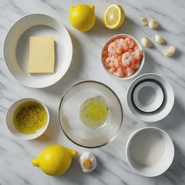 Ingredients for LEMON GARLIC SHRIMP ZOODLES