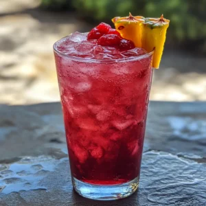 Cranberry Pineapple Fizz: Sparkling drink with cranberries and pineapple.