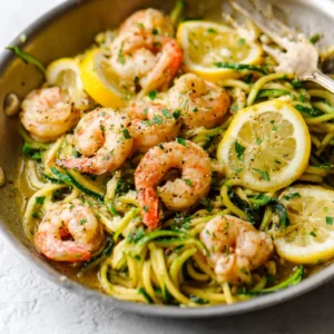 Lemon Garlic Shrimp Zucchini Noodles: A healthy and delicious meal.