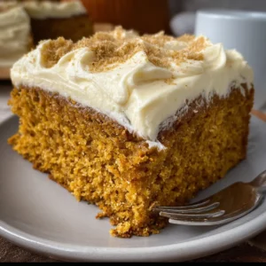 Easy pumpkin spice cake, moist and delicious. Perfect fall dessert.