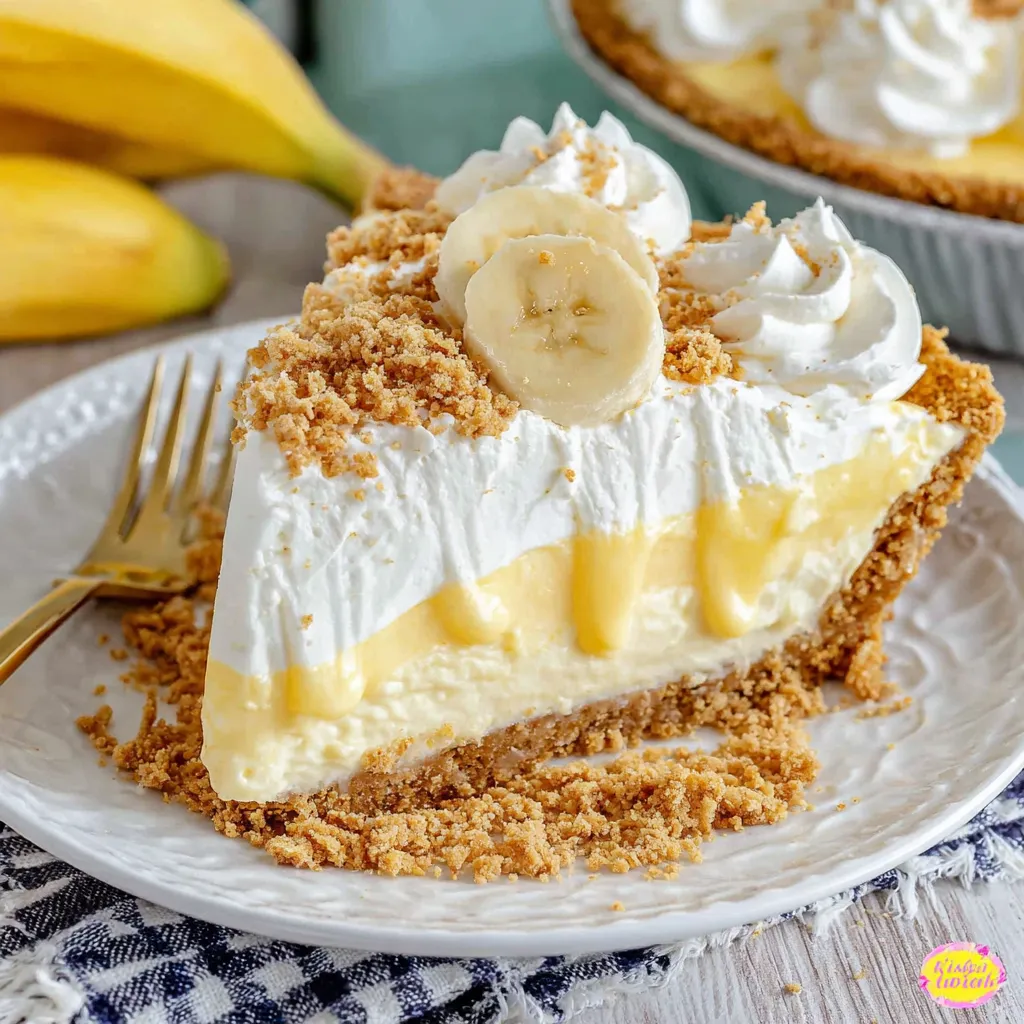 Banana pudding cheesecake slice, creamy layers.