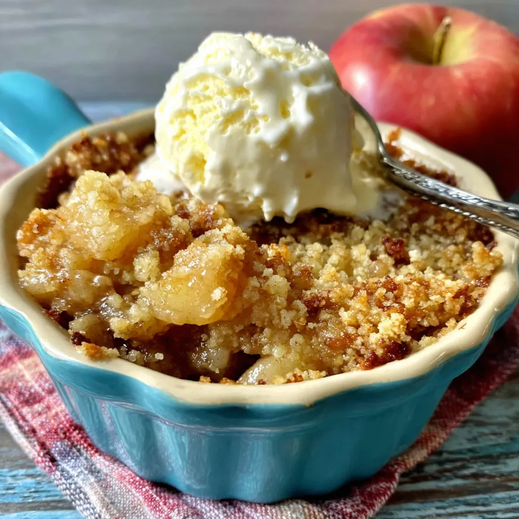 Freshly baked apple cobbler with cinnamon topping. Homemade dessert recipe.