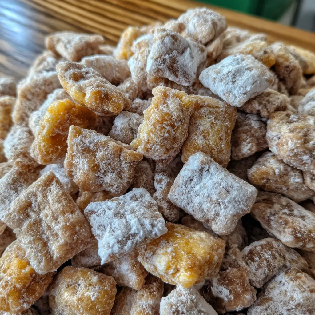 Caramel apple puppy chow snack mix. Sweet, crunchy fall treat.