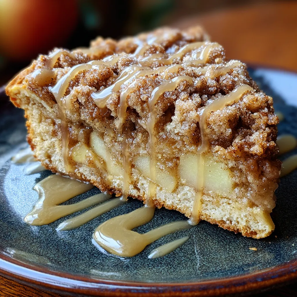 Apple crumb cake with cinnamon apple drizzle.