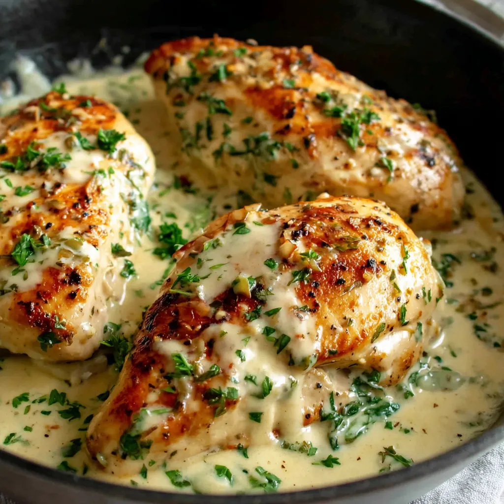 Chicken Florentine recipe image. Creamy spinach and chicken breast bake.