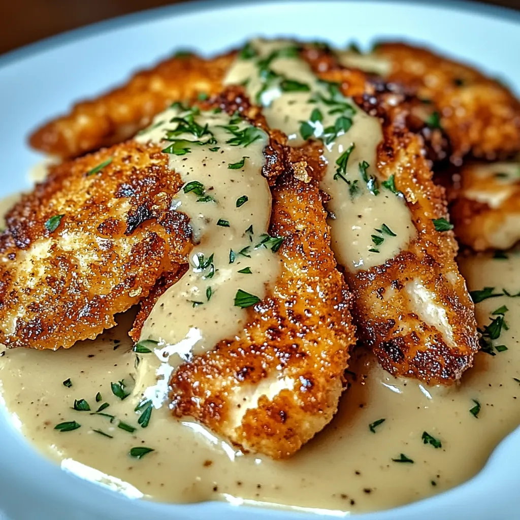 Crispy Parmesan Chicken with Garlic Sauce close-up.