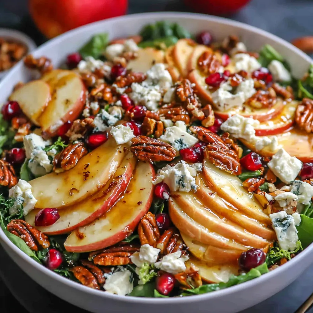 Honeycrisp apple feta salad. Autumn harvest food.