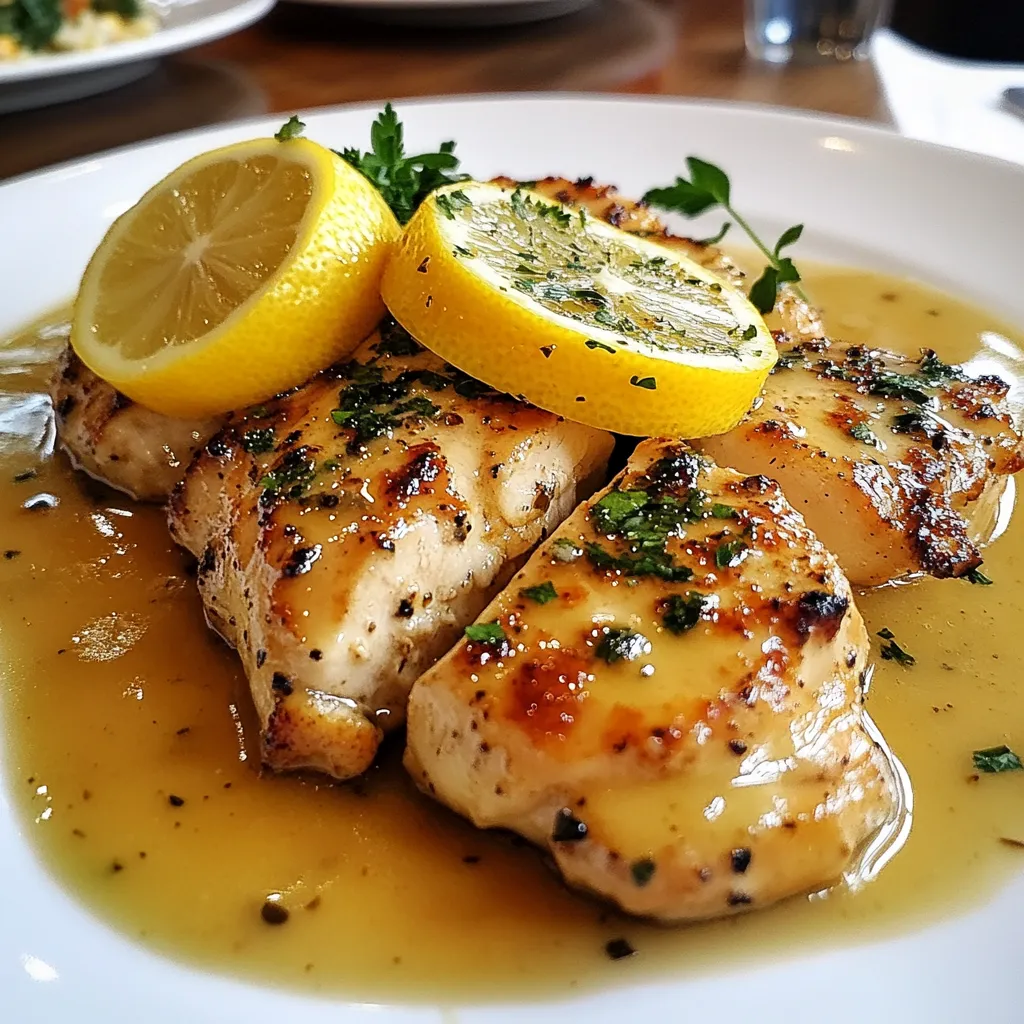 Chicken Piccata with lemon sauce, golden brown and ready to eat.