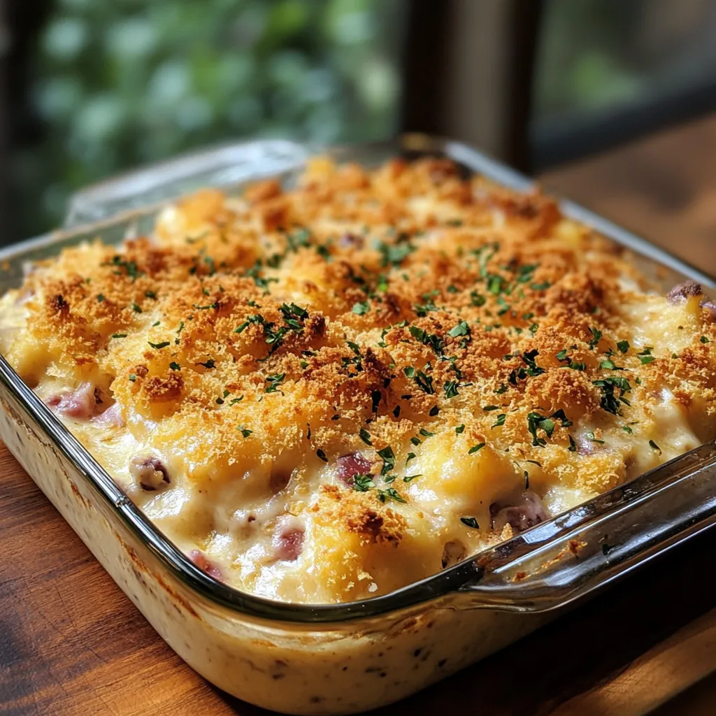 Chicken Cordon Bleu Casserole: Creamy, cheesy, layered bake.