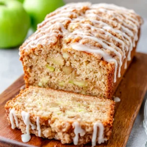 Close-up of delicious Amish Apple Fritter Bread. Sweet, homemade apple bread.