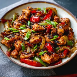 Black pepper chicken stir-fry: savory, spicy dish.