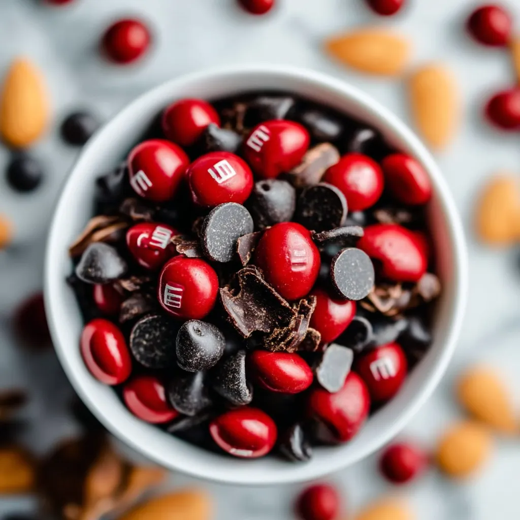 Vampire Bite Trail Mix: Dried cranberries, pumpkin seeds, and chocolate chips.