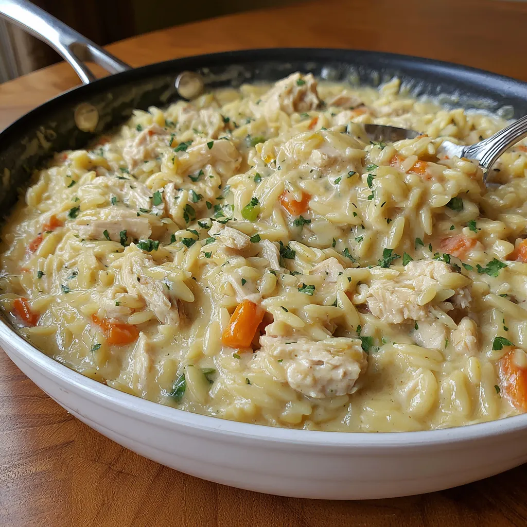 CREAMY CHICKEN POT PIE ORZO