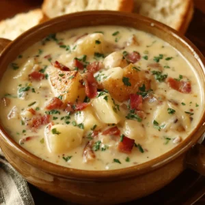 Creamy crock pot crack potato soup in a bowl.