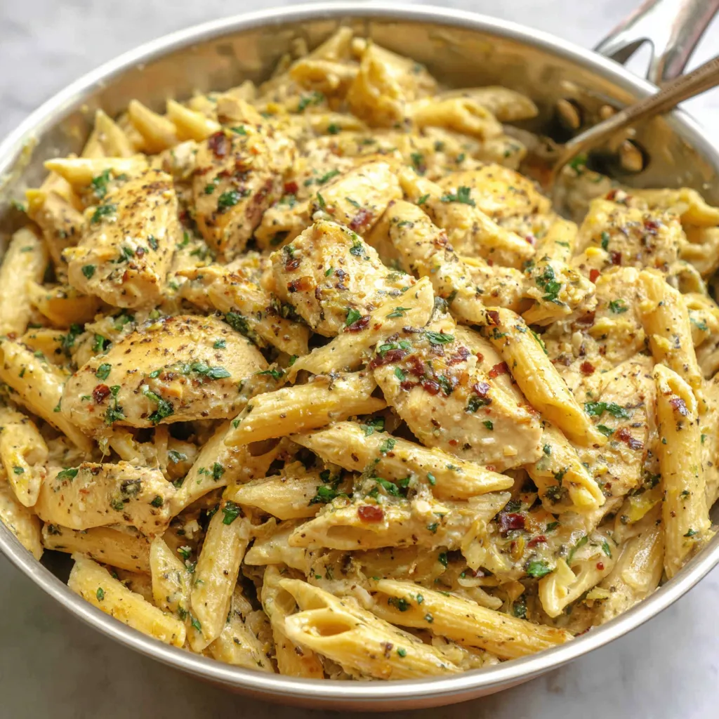 Garlic Parmesan Chicken Pasta: creamy, healthy, and delicious recipe.