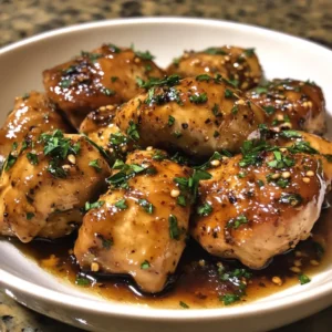 Slow Cooker Honey Garlic Chicken: Juicy chicken simmering in honey garlic sauce.