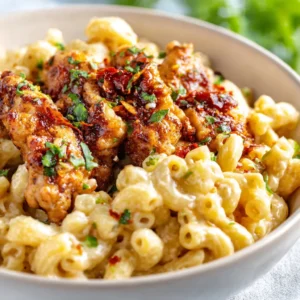 Honey pepper chicken mac and cheese, creamy and cheesy comfort food.
