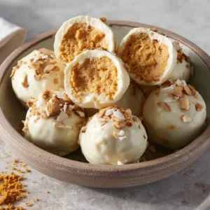 No bake pumpkin cheesecake balls, a festive fall dessert.
