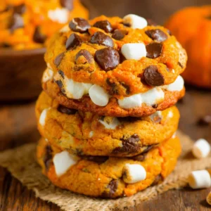 Pumpkin S'mores Cookies: Gooey marshmallow, chocolate, and pumpkin spice.