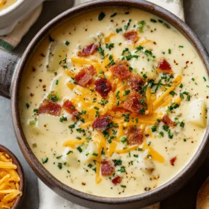 Creamy potato soup in bowl. Comfort food recipe close-up.