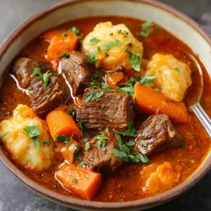 Witch's Cauldron Beef Stew simmering, hearty Halloween dinner recipe.