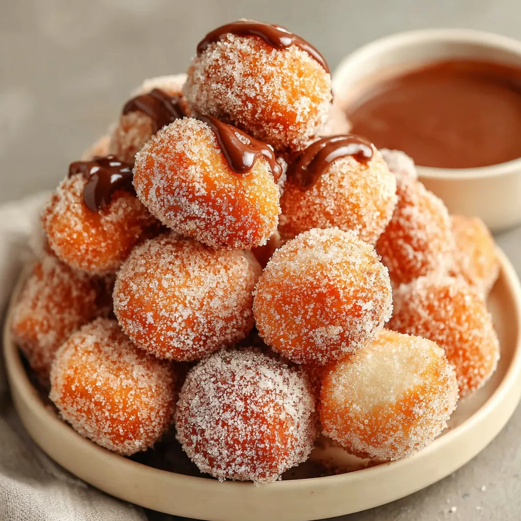Fluffy air fryer churro bites are displayed in a bowl, showcasing the recipe's easy preparation and delicious results.