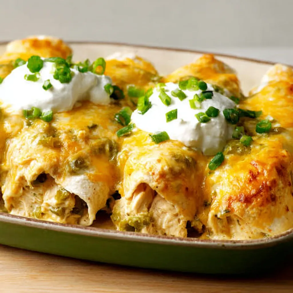 Easy chicken enchiladas recipe content image showcasing the cheesy, delicious enchiladas ready to serve.