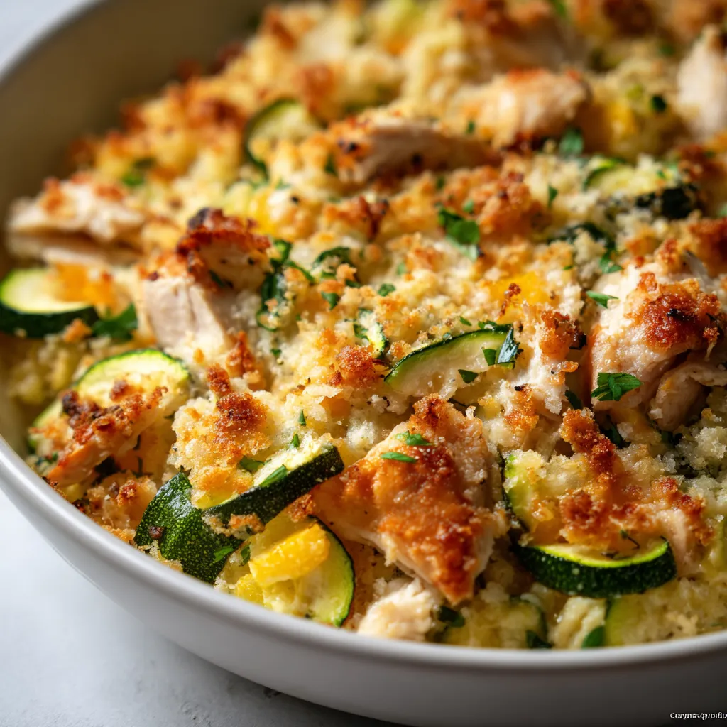 Irresistible Rotisserie Chicken Zucchini Casserole image showcasing a delicious second serving of the baked dish.
