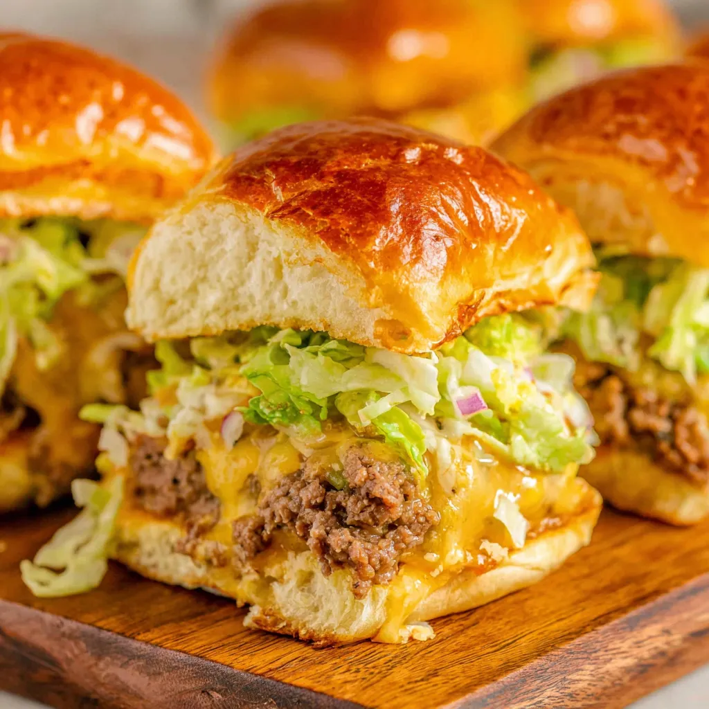 Enjoy mini burger mania with these copycat Big Mac sliders, as shown in a second content image.
