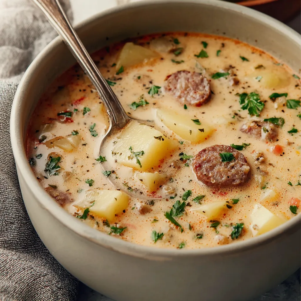 Creamy Italian cheese tortellini soup is shown in a bowl, highlighting a second easy way to enjoy this simple recipe.