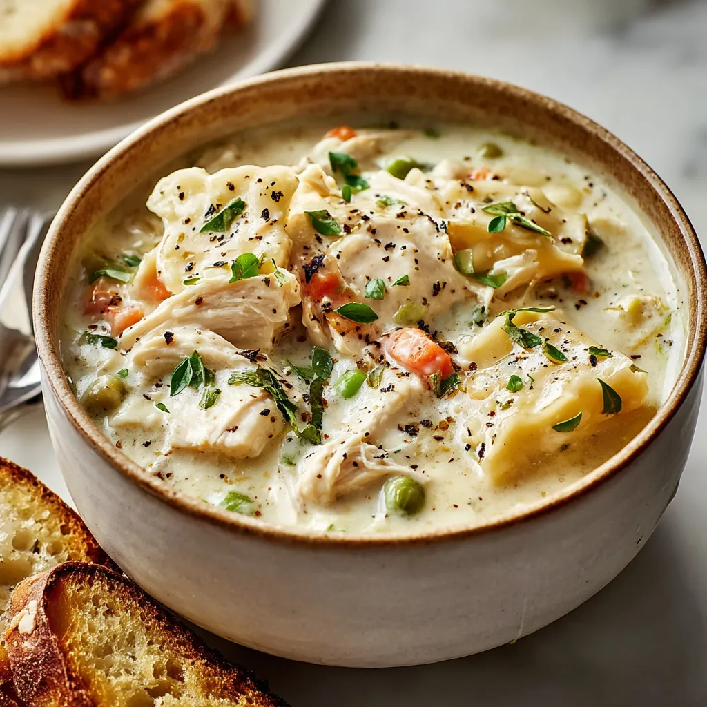 Creamy white chicken lasagna soup in a white bowl showcases its comforting and cozy appeal.