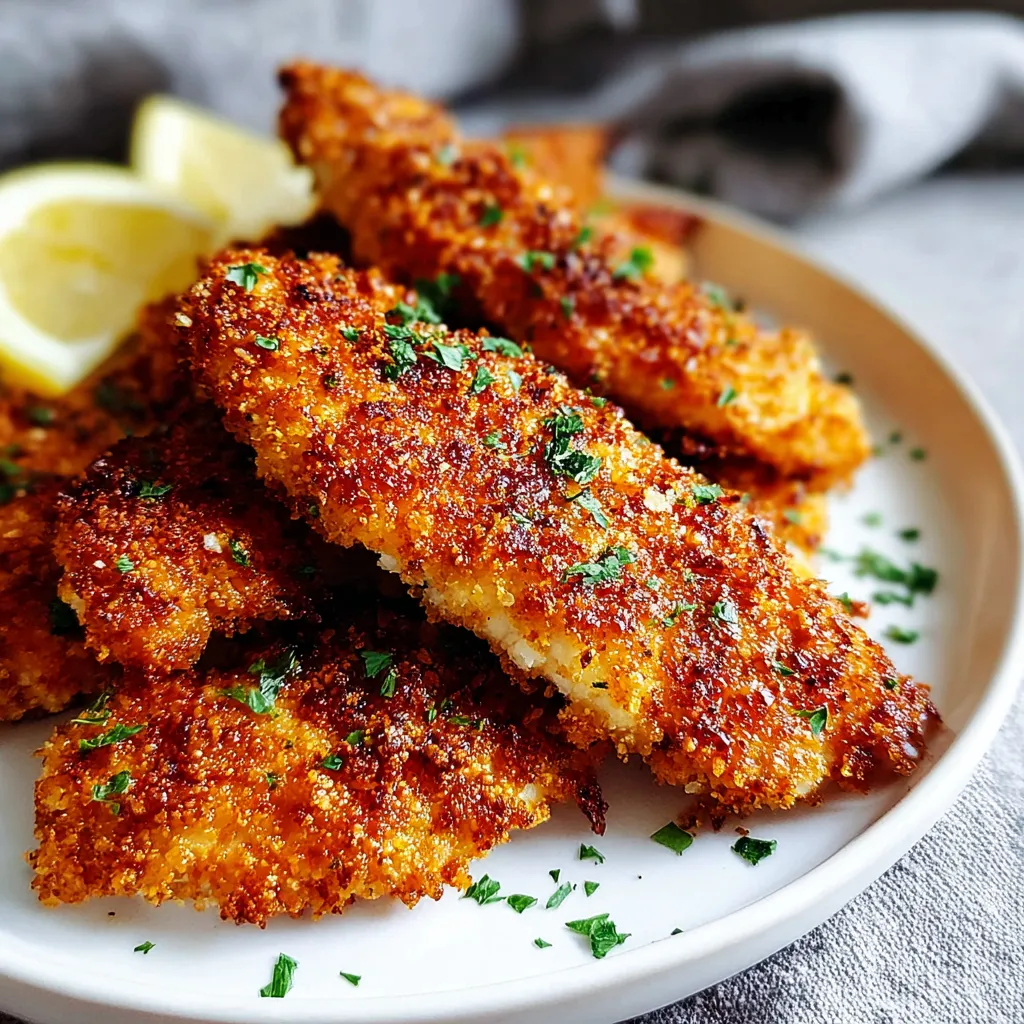 Crispy homemade baked chicken tenders are shown in this easy recipe's second content image.